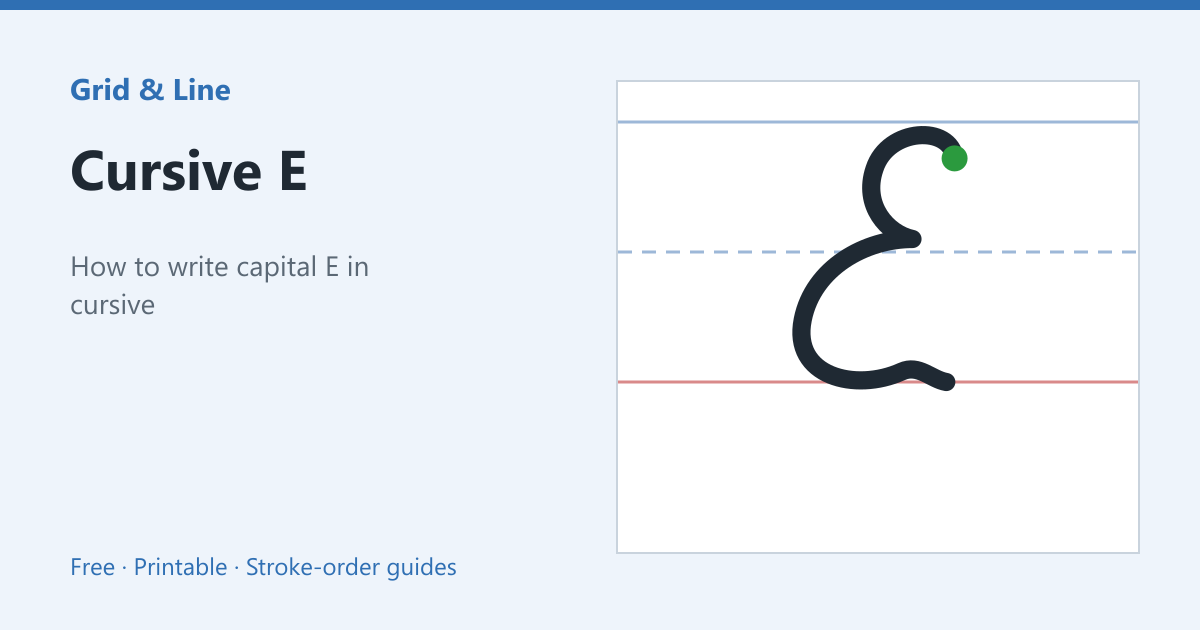 Cursive E worksheet preview
