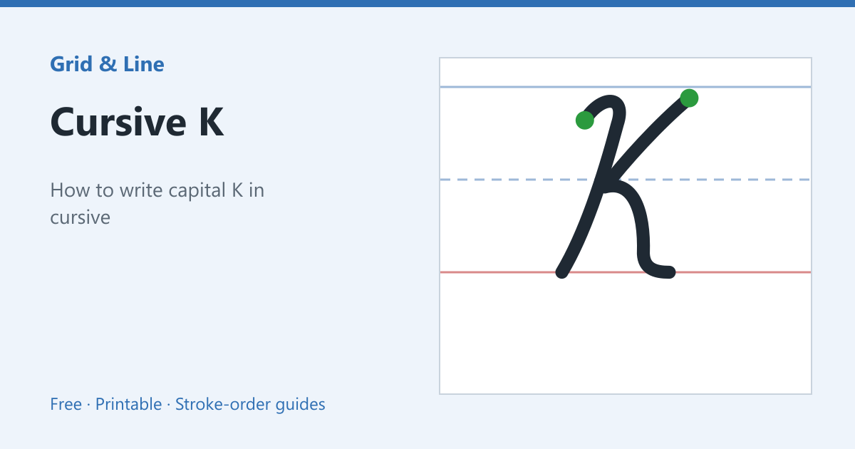 Cursive K worksheet preview