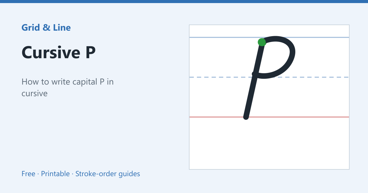 Cursive P worksheet preview