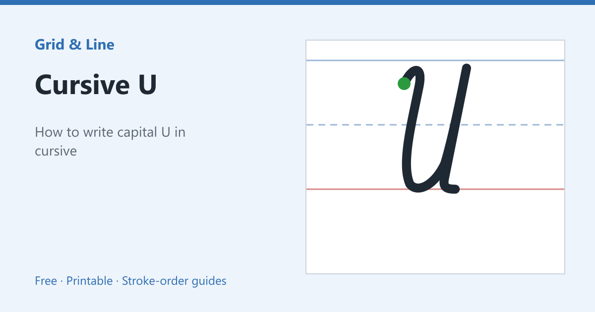 Cursive U worksheet preview