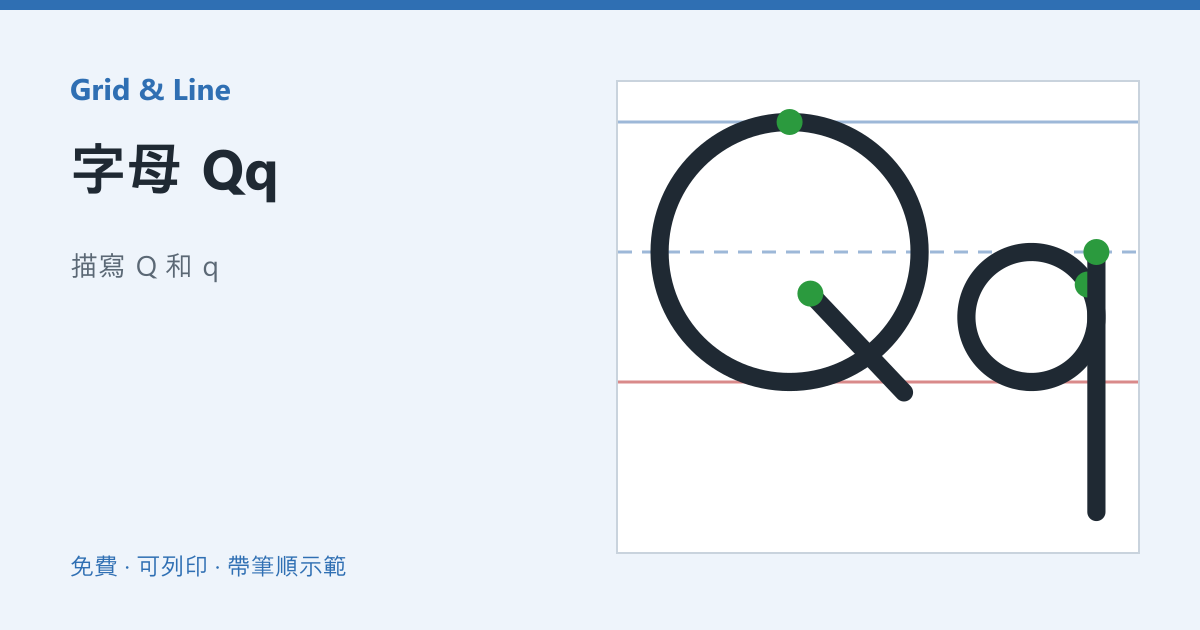 字母 Qq練習紙預覽