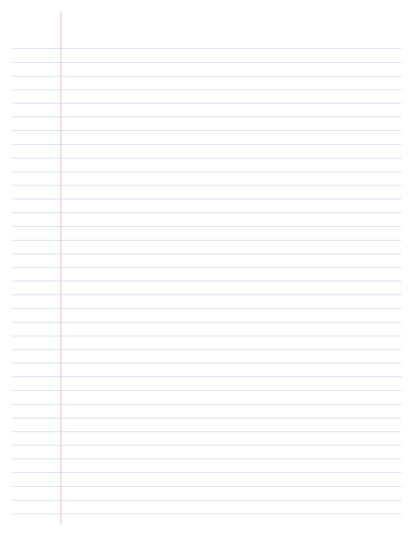 College ruled printable, 9/32 in lines, red margin