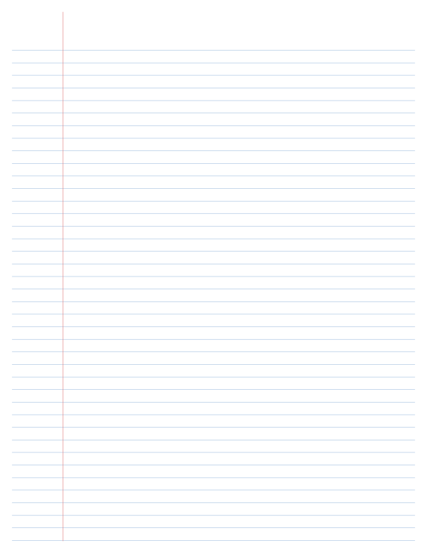 Narrow ruled printable, 1/4 in lines, red margin